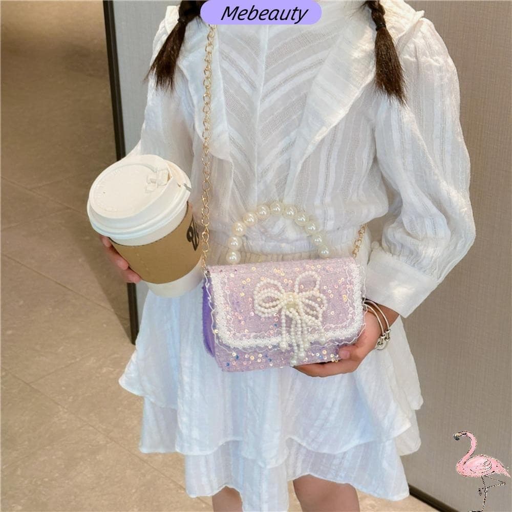 Bolsa Infantil MEBEAUTYBR Bolsa Transversal de Renda com Lantejoulas Essencial Bolsa de Festa e Viagem Fofa