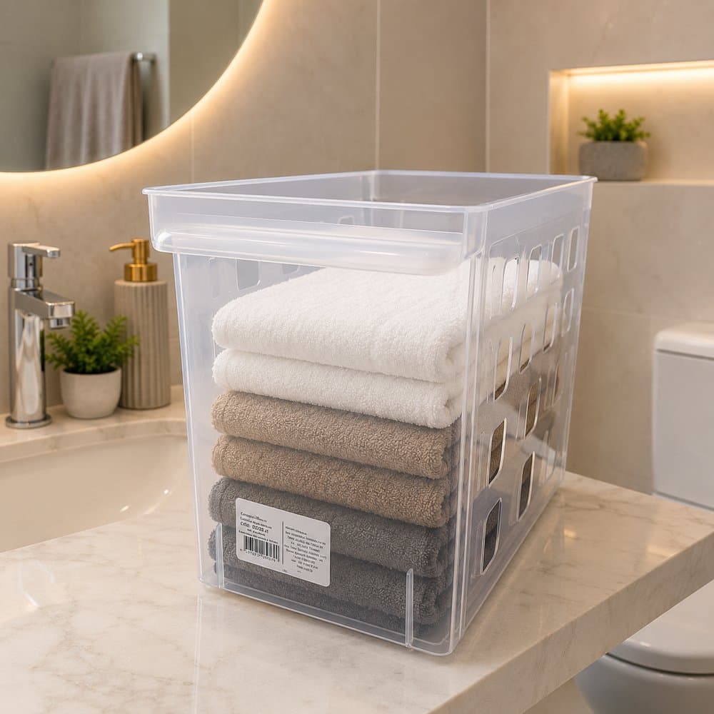 Caixa Organizadora Transparente 21 Litros Retangular Para Armários Cozinha Closet Lavanderia