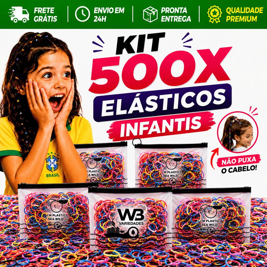 Combo 500 Elásticos de Cabelo Liguinha Infantil Feminino com Necessaire Envio Imediato