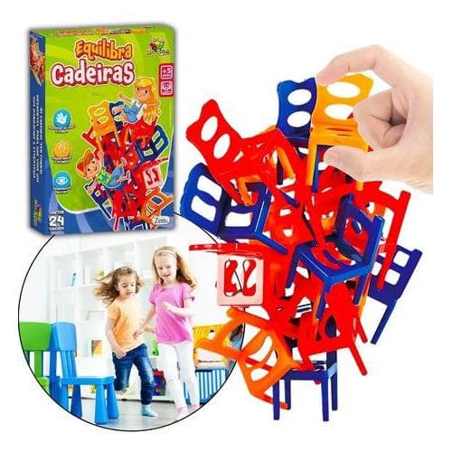 Brinquedo Jogo Equilibra Cadeiras 24 Peças Diversão Famila