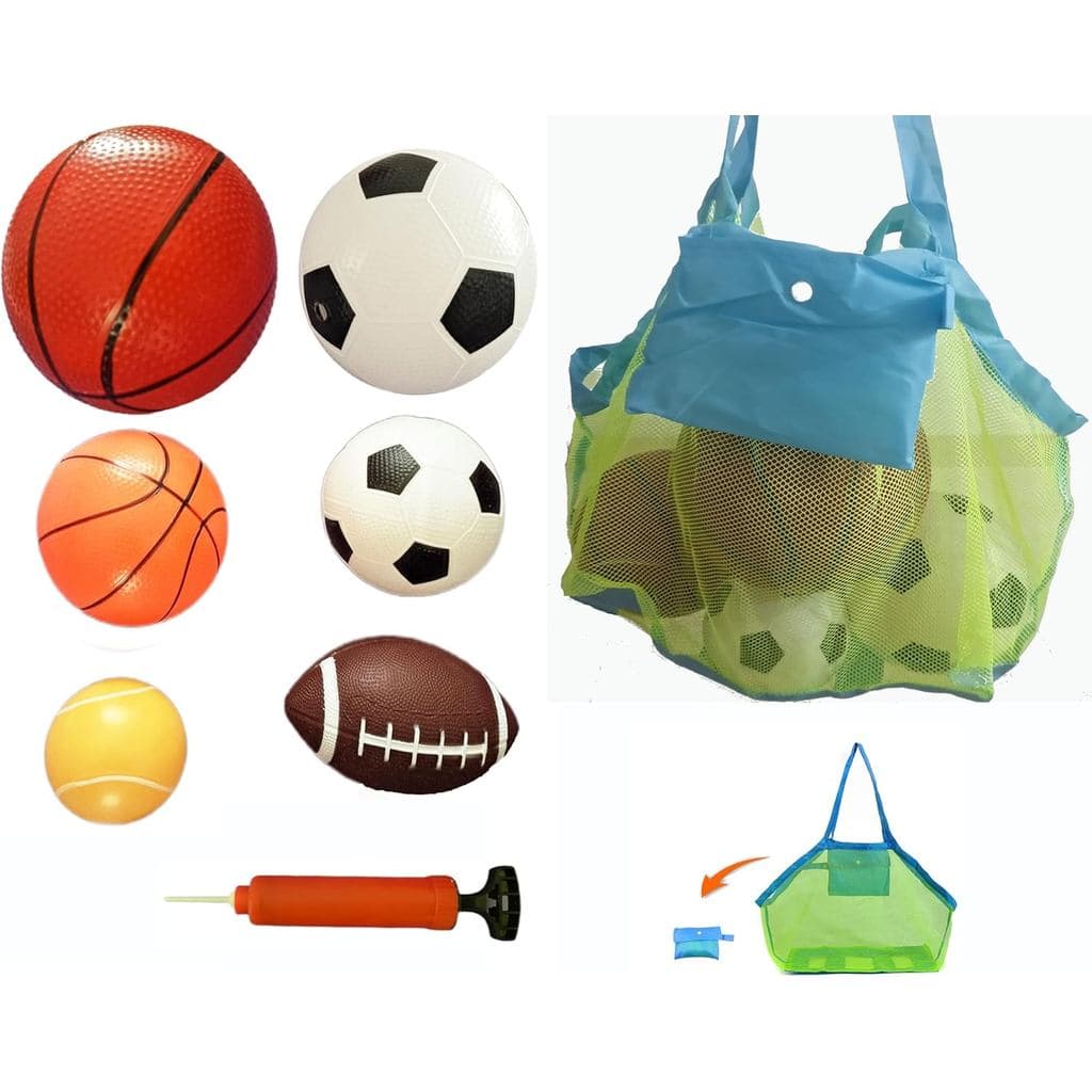 Conjunto de Bolas Esportivas Macias para Crianças, Vários Tamanhos de Bola de Futebol, Basquete, Futebol Americano, Têni