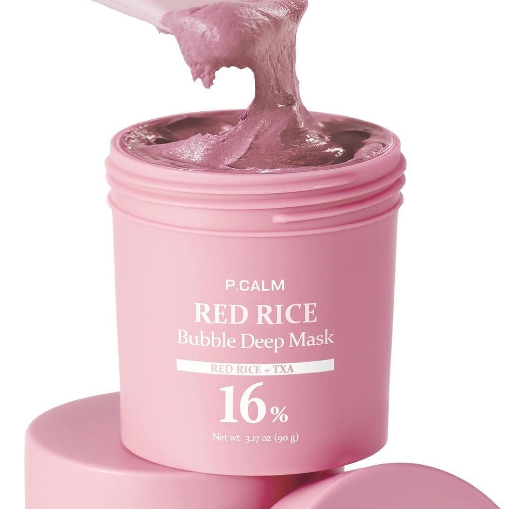 P.CALMRedRiceBubbleDeepMask – Máscara de Argila Coreana com Fermento de Arroz Vermelho e Água Carbonatada para uma Pele
