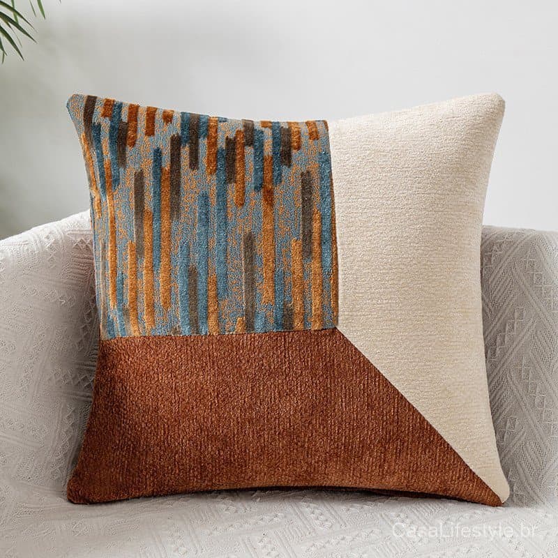 Capa de Almofada de Chenille com Padrão Geométrico, Almofada para Sofá e Cama de Sala de Estar, Almofada Nórdica para Ca