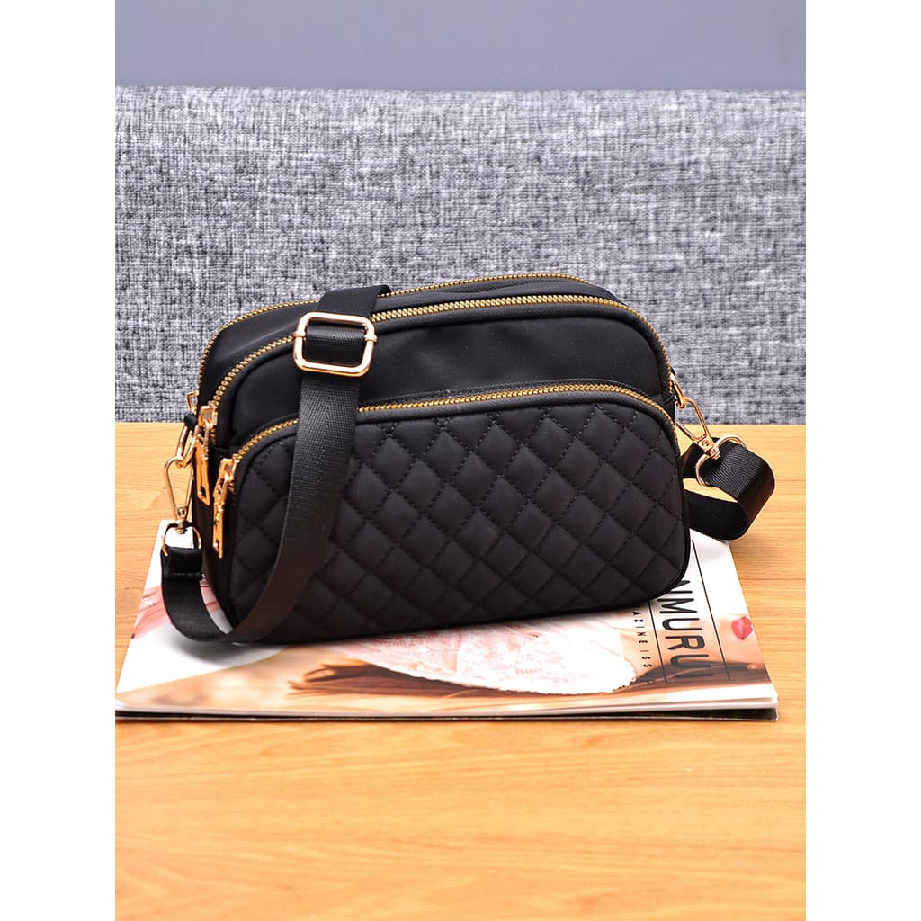 Bolsa mensageiro de pano de náilon feminina Mini bolsa pequena All-Match versão coreana moda diamante saco Multi-camada