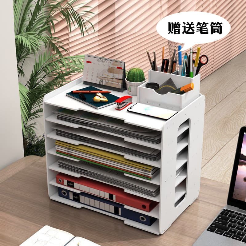 Caixa de armazenamento de arquivo Desktop Multi-camada arquivo rack caneta titular caixa de arquivo livro Stand-Off cm c