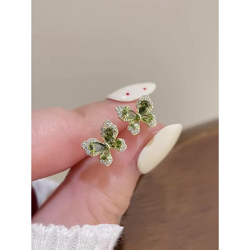 925 agulha de prata clara pequena fresca o mágico de Oz borboleta zircão brincos nicho Design Retro requintado pequeno f
