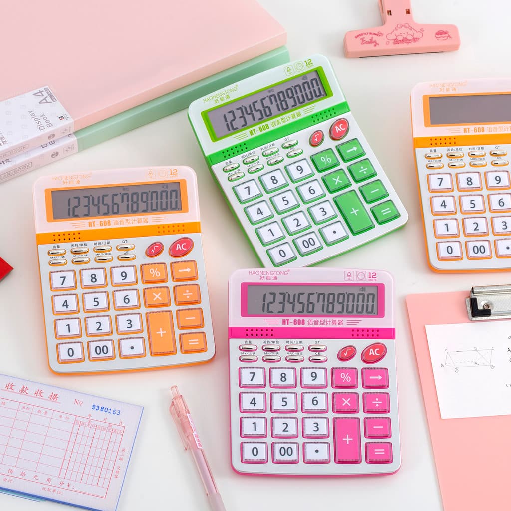 Calculadora de tamanho grande, pronúncia Real, cristal, botão grande, contabilidade financeira, material de escritório,