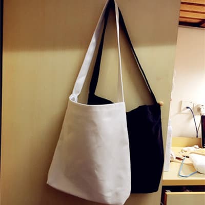 Japonês coreano cor sólida bolsa de lona literária sacola de compras com zíper simples diy em branco pintado à mão bolsa