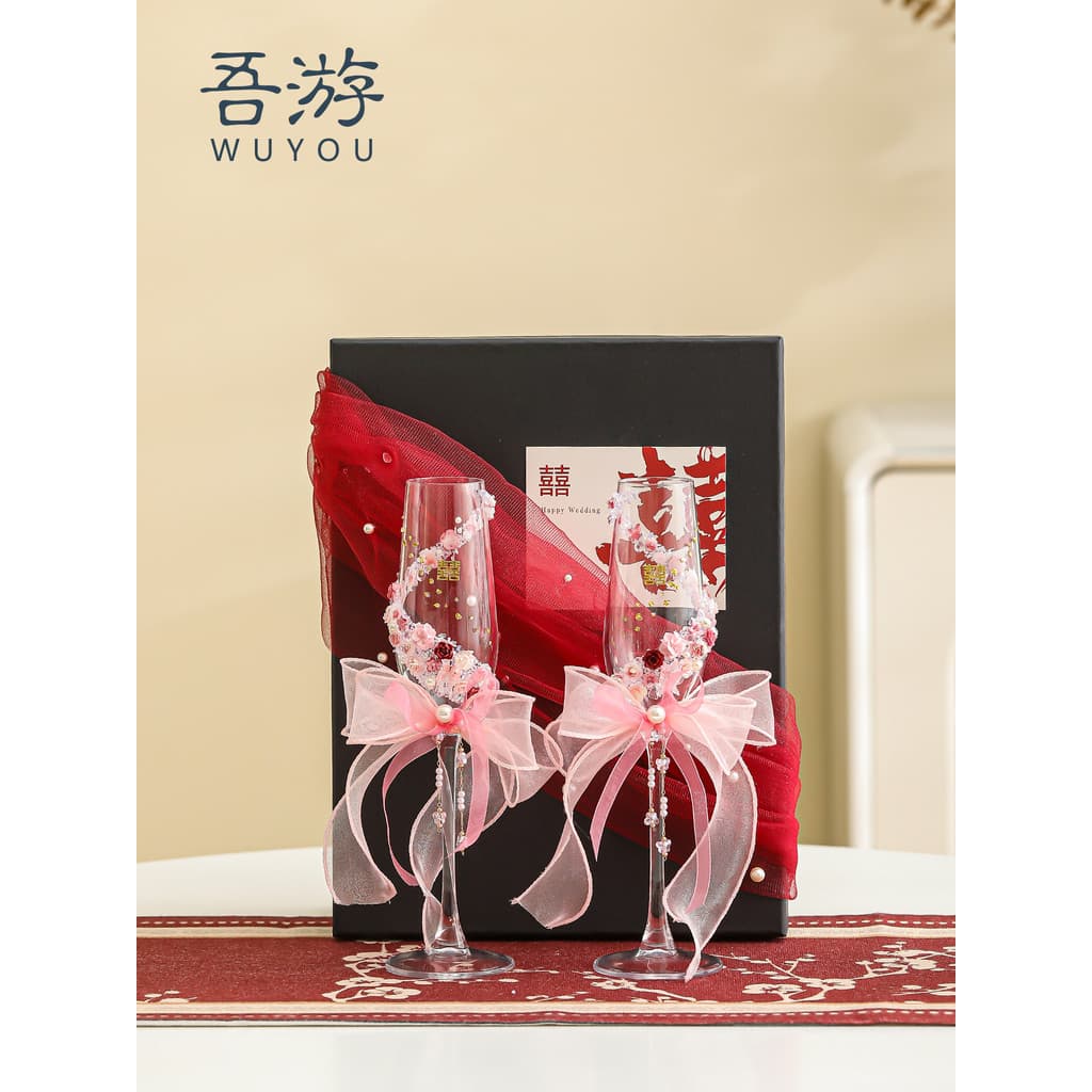 Wuyou casamento criativo diy de alto valor caixa de presente de vidro champanhe caixa de presente para namoradas irmãs l