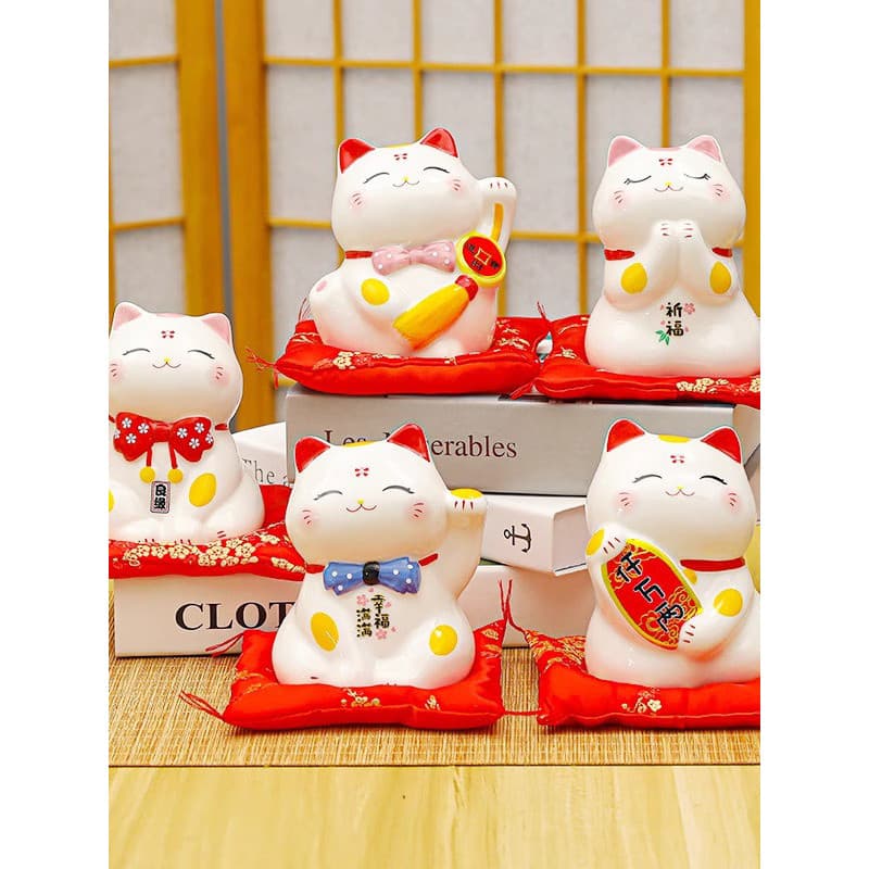 Gato da sorte pequenos ornamentos de cerâmica presentes criativos decoração para casa cofrinho sala estar quarto mesa le
