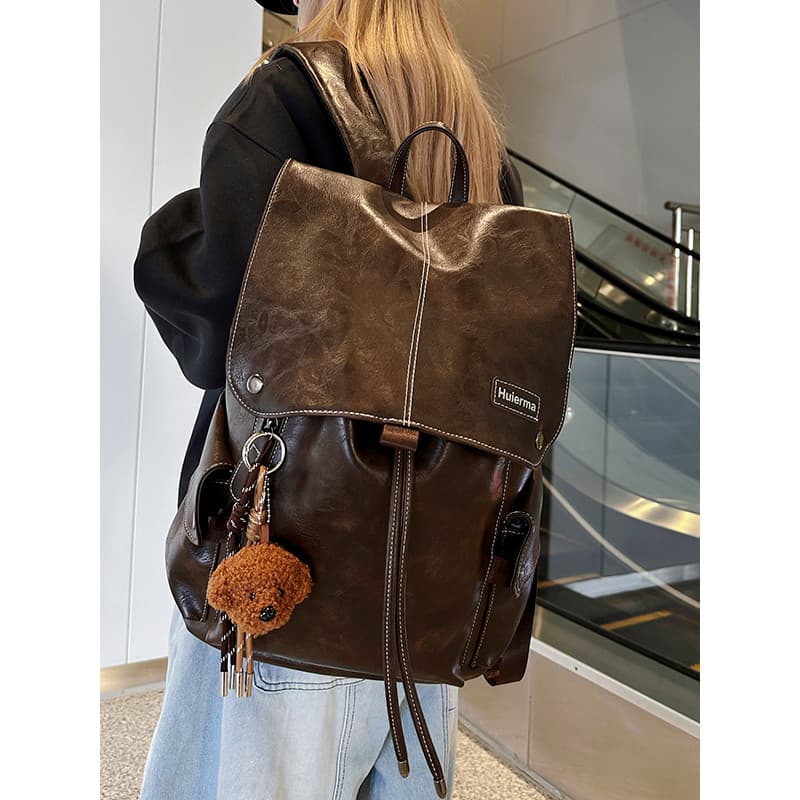Muzi rua estilo britânico Retro mochila das mulheres dos homens grande capacidade de couro viagem estudante mochila Casu