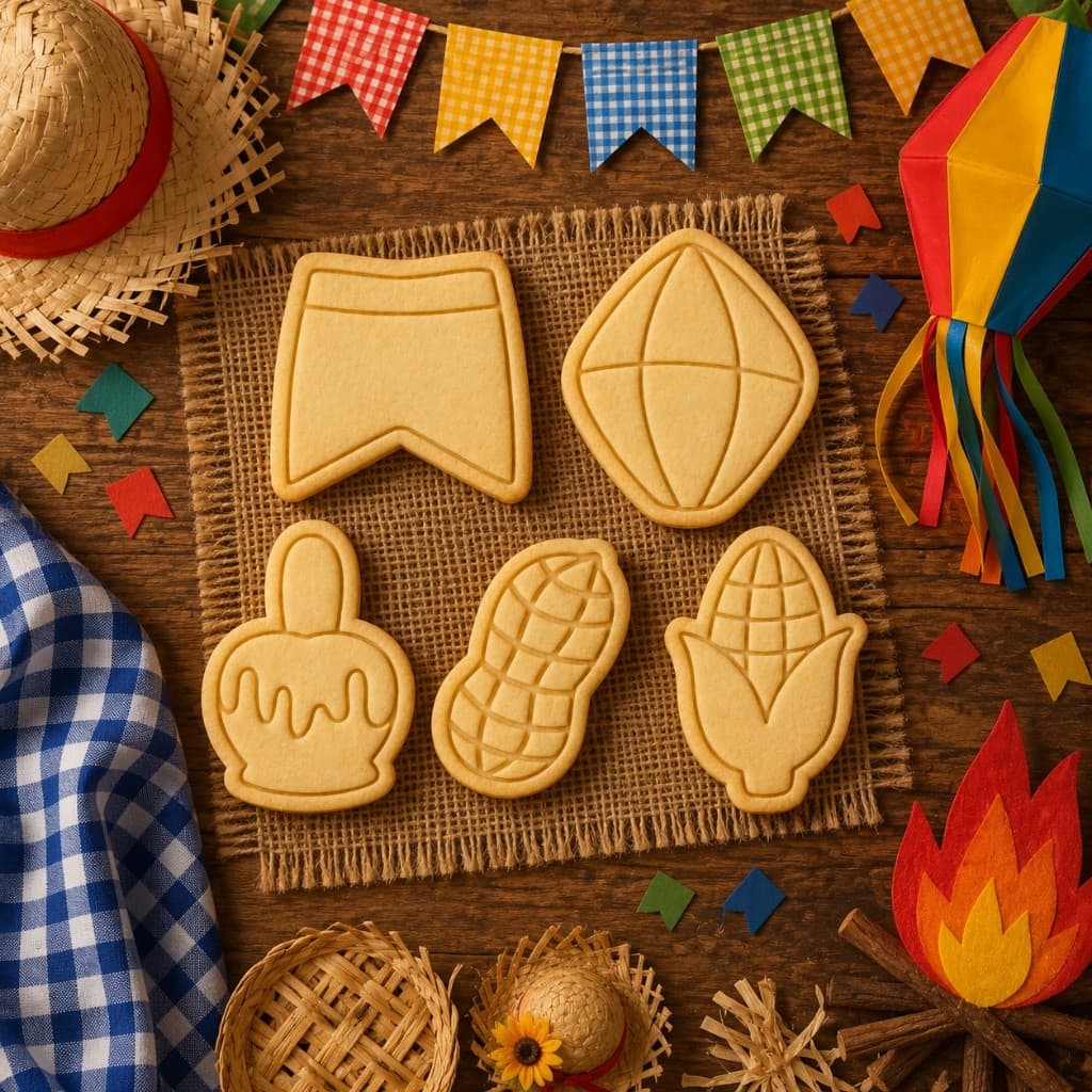 Kit Cortador de Biscoito 3D Festa Junina 2026 V2 | 5 Peças | 5cm