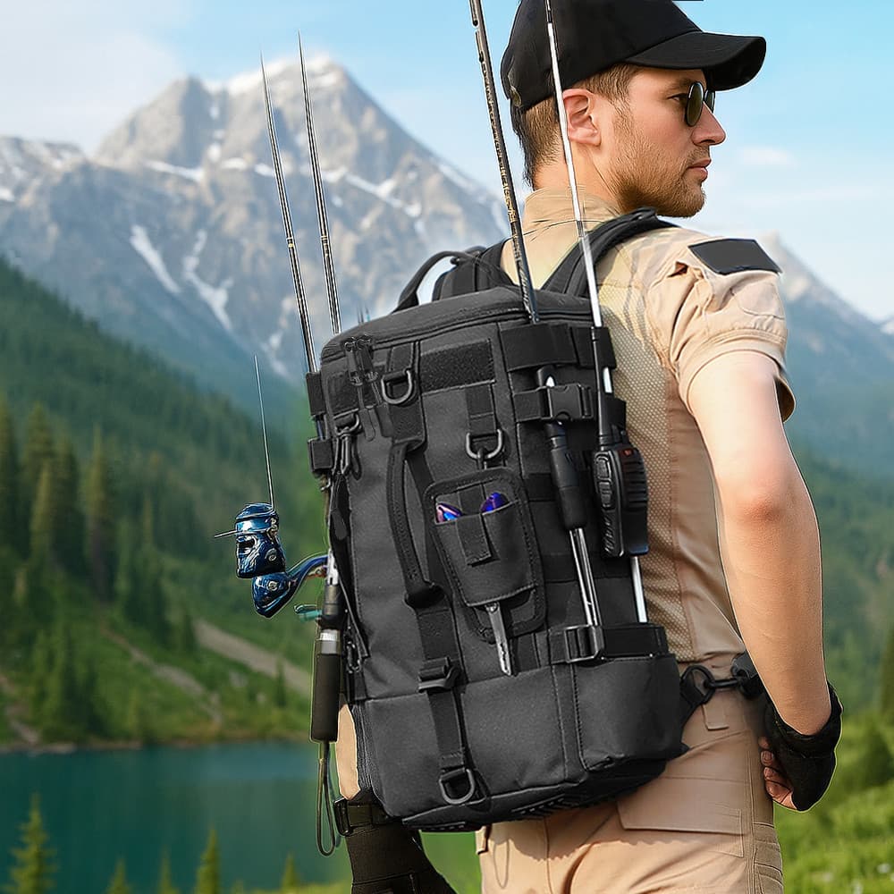 Novo ao ar livre multifuncional à prova dwaterproof água mochila esportes dos homens saco de viagem isca de pesca saco D