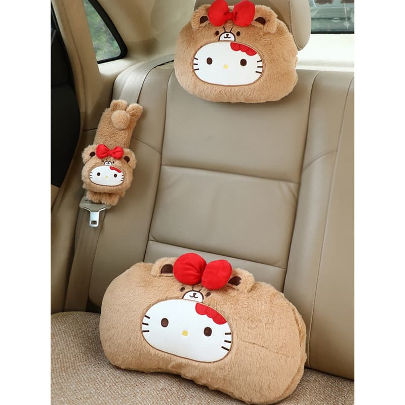 Cinto de segurança do carro capa ombro bonito dos desenhos animados kt gato suporte da cintura do carro almofada pescoço