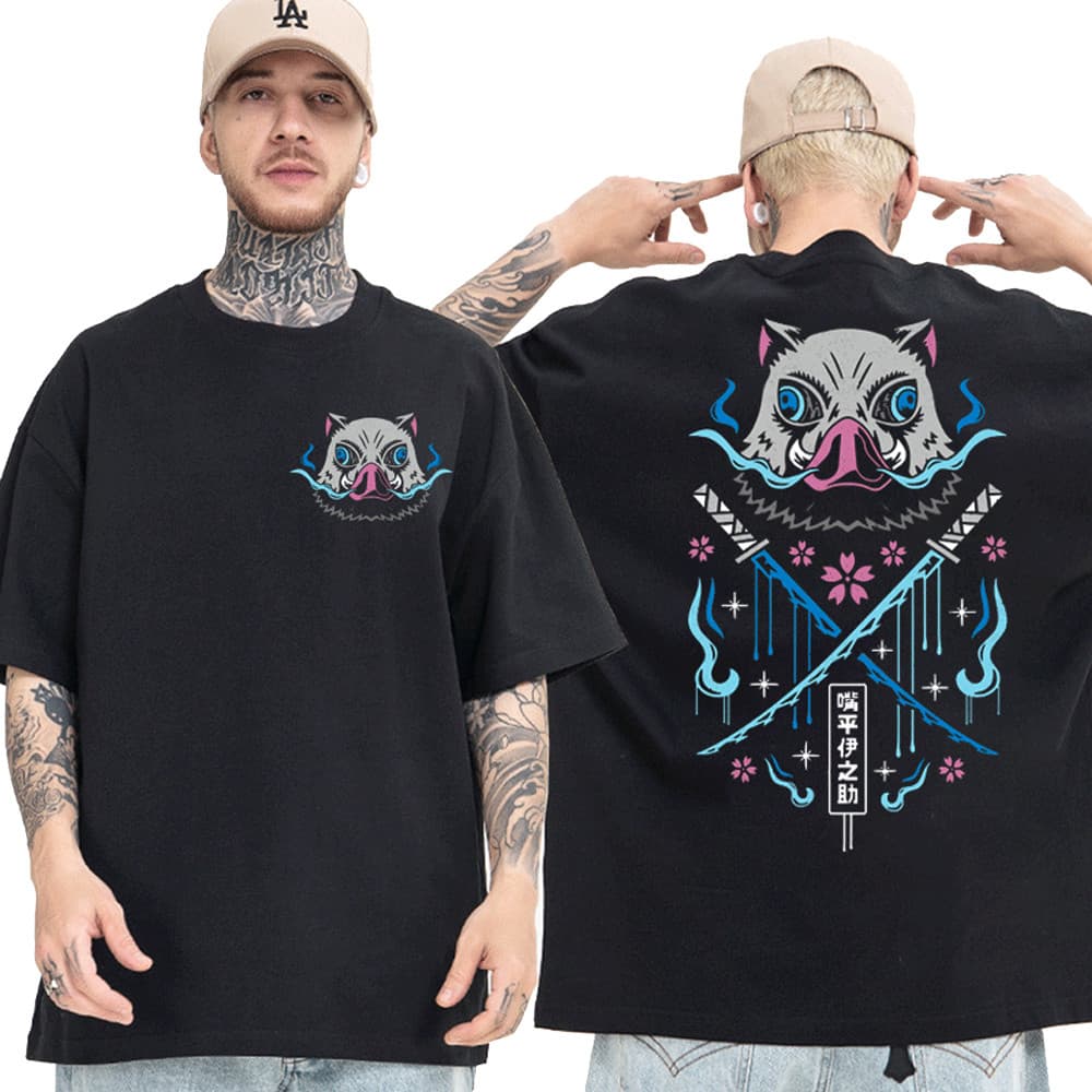 Oversized Camiseta Japonesa Anime Demon Killer Beast Fitness Algodão Verão