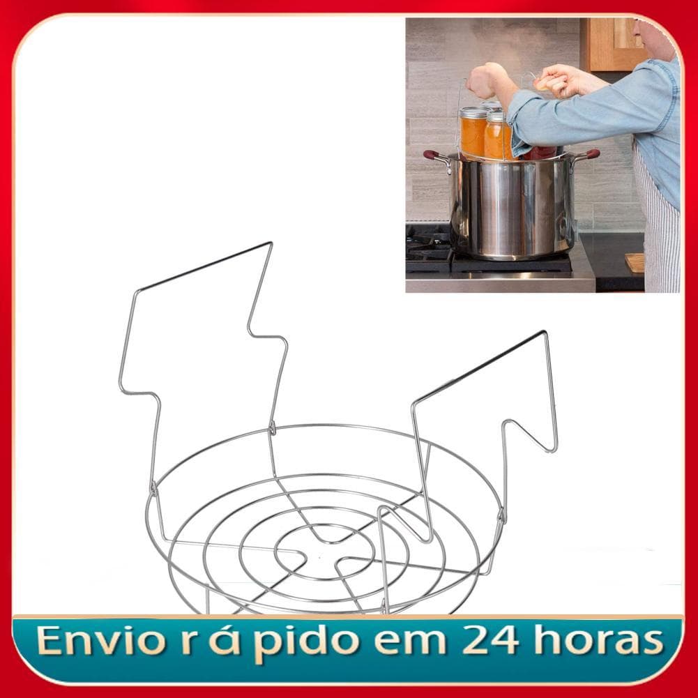 Nicegadget-BR Kavolet Rack de conservas dobrável antiescaldante de aço inoxidável contém 8 potes de conserva para