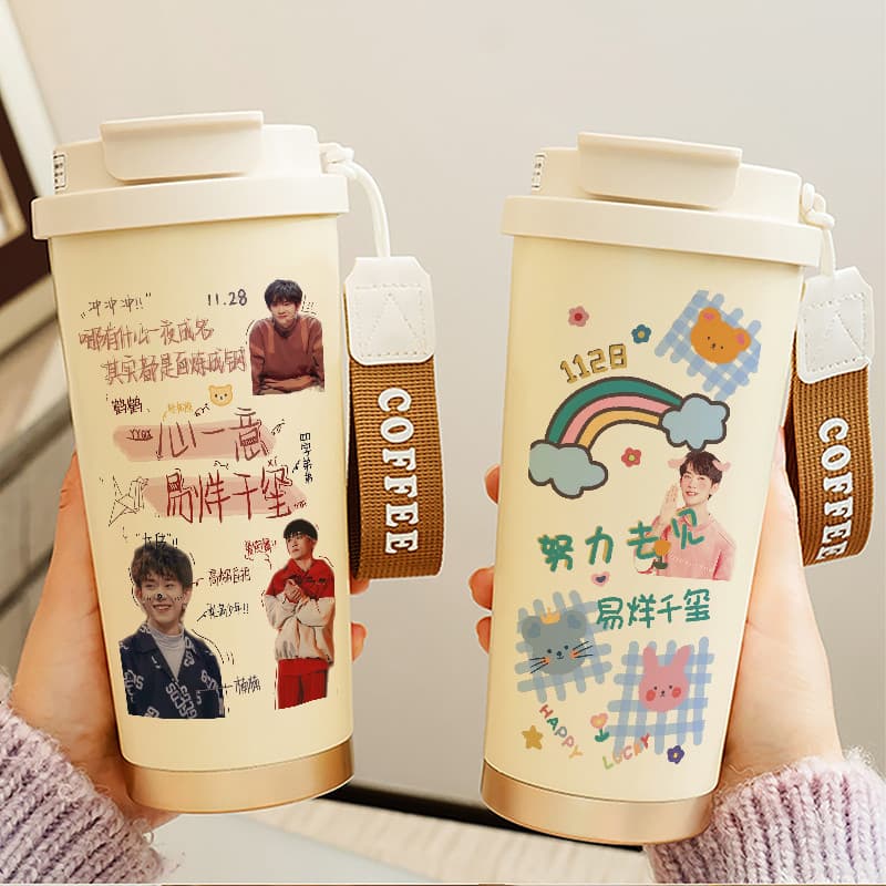 Yi Yang Qianxi copo térmico de café feminino estudante duplo copo de palha armazenamento frio 2026 novo estilo copo de á