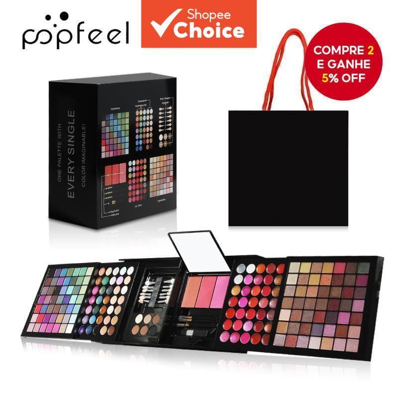 Pacote de Maquiagem POPFEEL: Paleta de Sombras, Batom, Corretivo com Pincéis - Sonho de Amante da Maquiagem Iniciante e