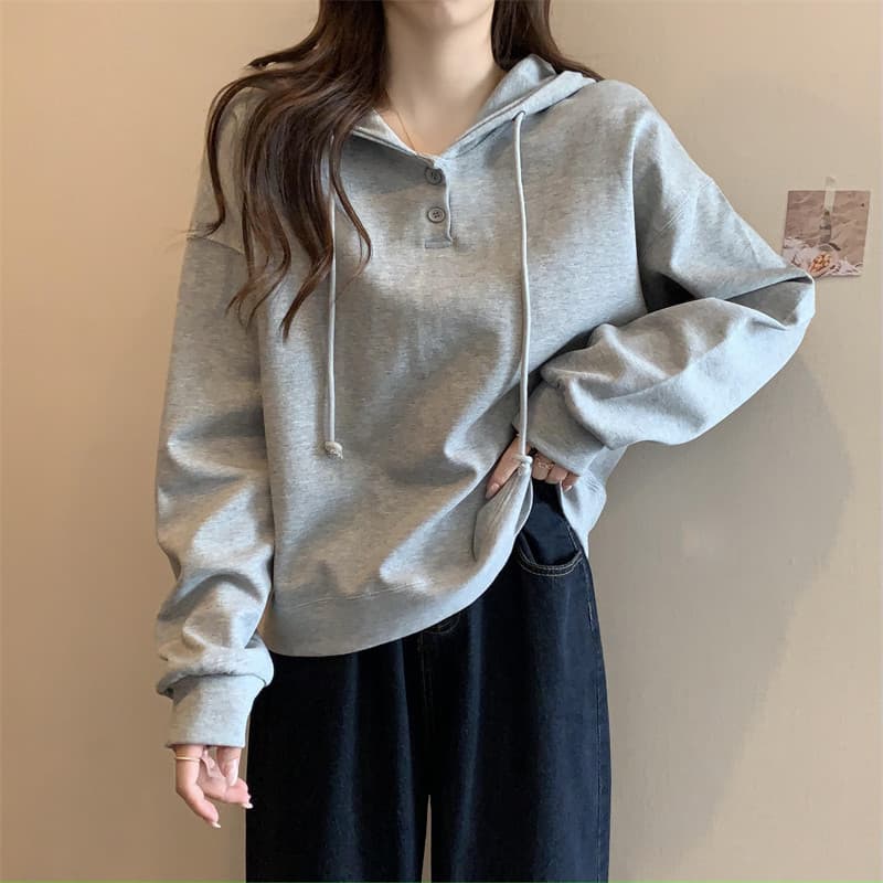Cross-Border novo estilo moletom feminino primavera outono estilo fino solto All-Match de manga comprida com capuz roupa