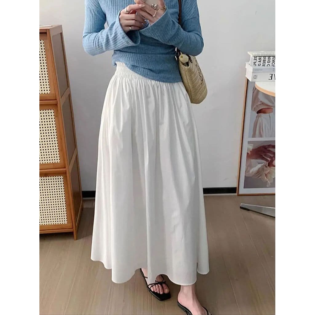 Cintura Elástica Magro Longo Skort Feminino Verão Outono Lazer Solto Saia Calças Casuais Diário Streetwear Todos Os Jogo