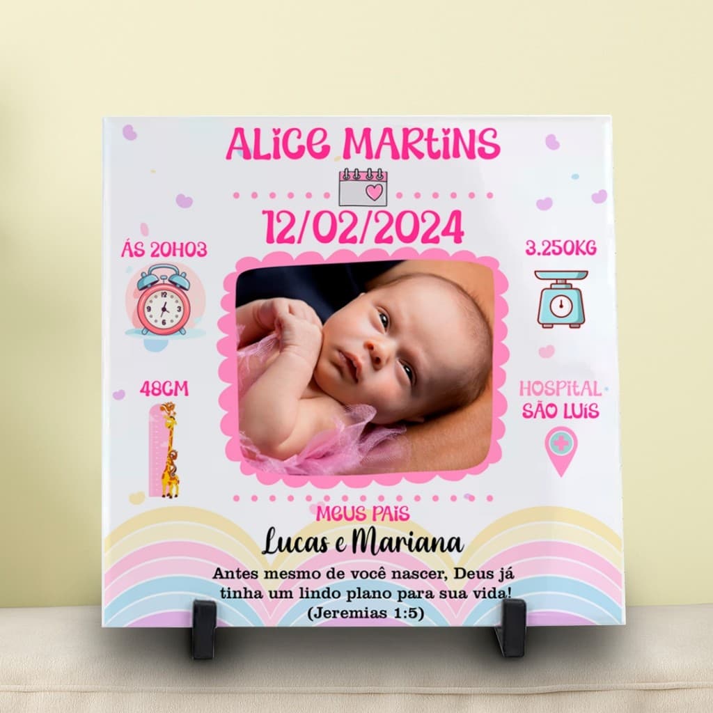 Azulejo Personalizado Quadro de Nascimento