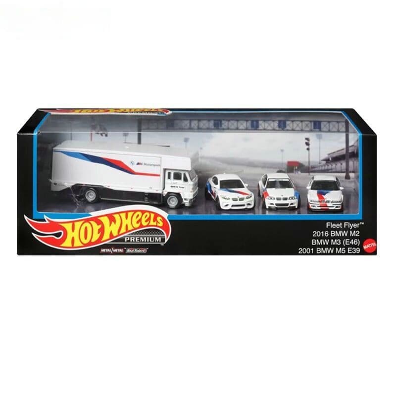 Hotwheels Hot Wheels Caixa de presente de quatro carros Bugatti Pika BMW Ford Racing Fleet GMH39 Modelo de carro