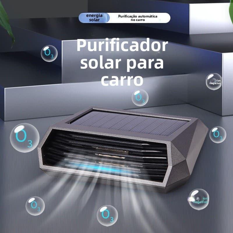 Purificador de ar Solar para carro, desodorização de ozônio, esterilização, purificador de carro, placa de número de est