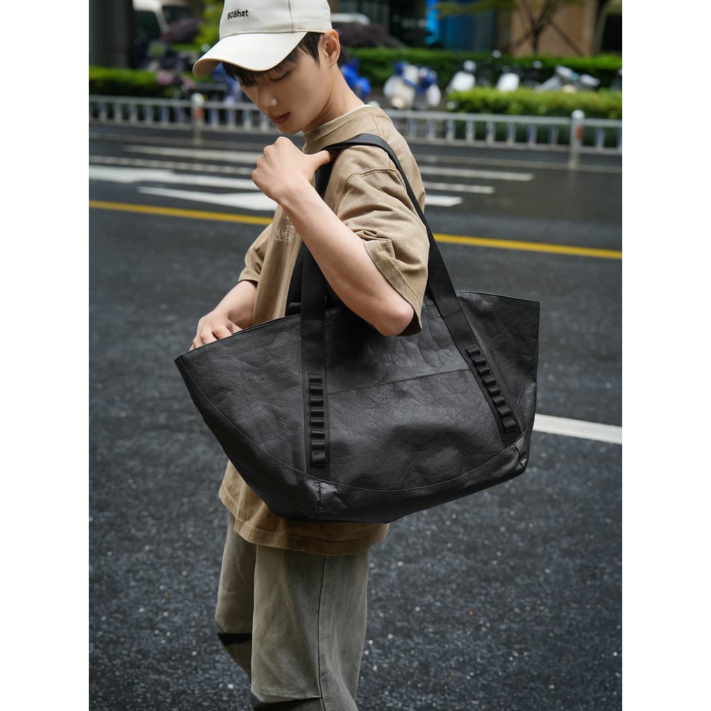 Super grande capacidade saco das mulheres dos homens mesmo estilo moda tendência Dupont bolsa de papel leve repelente de