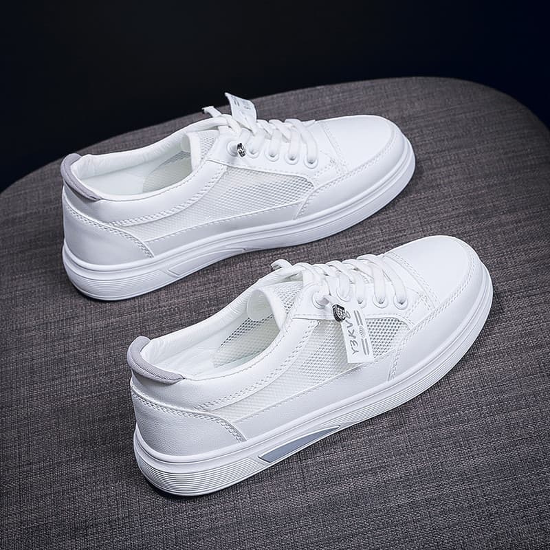 2025 novo estilo verão malha respirável sapatos casuais versão coreana estudante antiderrapante sapatos brancos moda sol