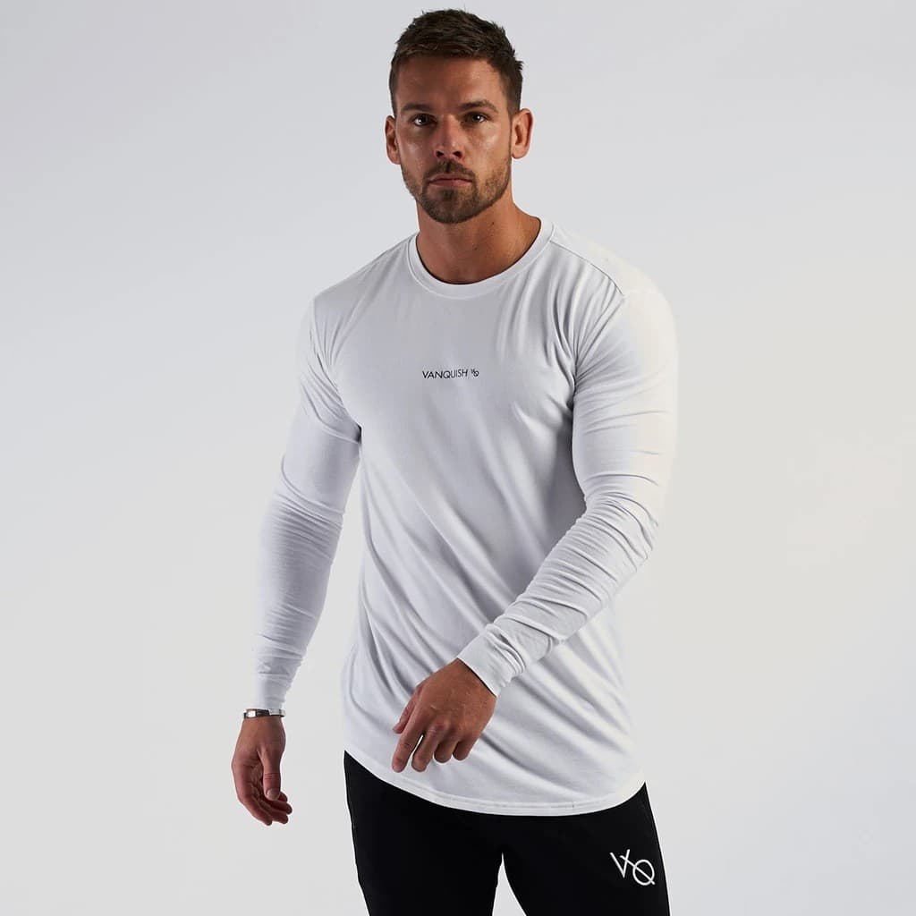 2021 primavera outono novo estilo masculino esportes ao ar livre lazer estiramento VQ Fitness magro-ajuste de manga comp