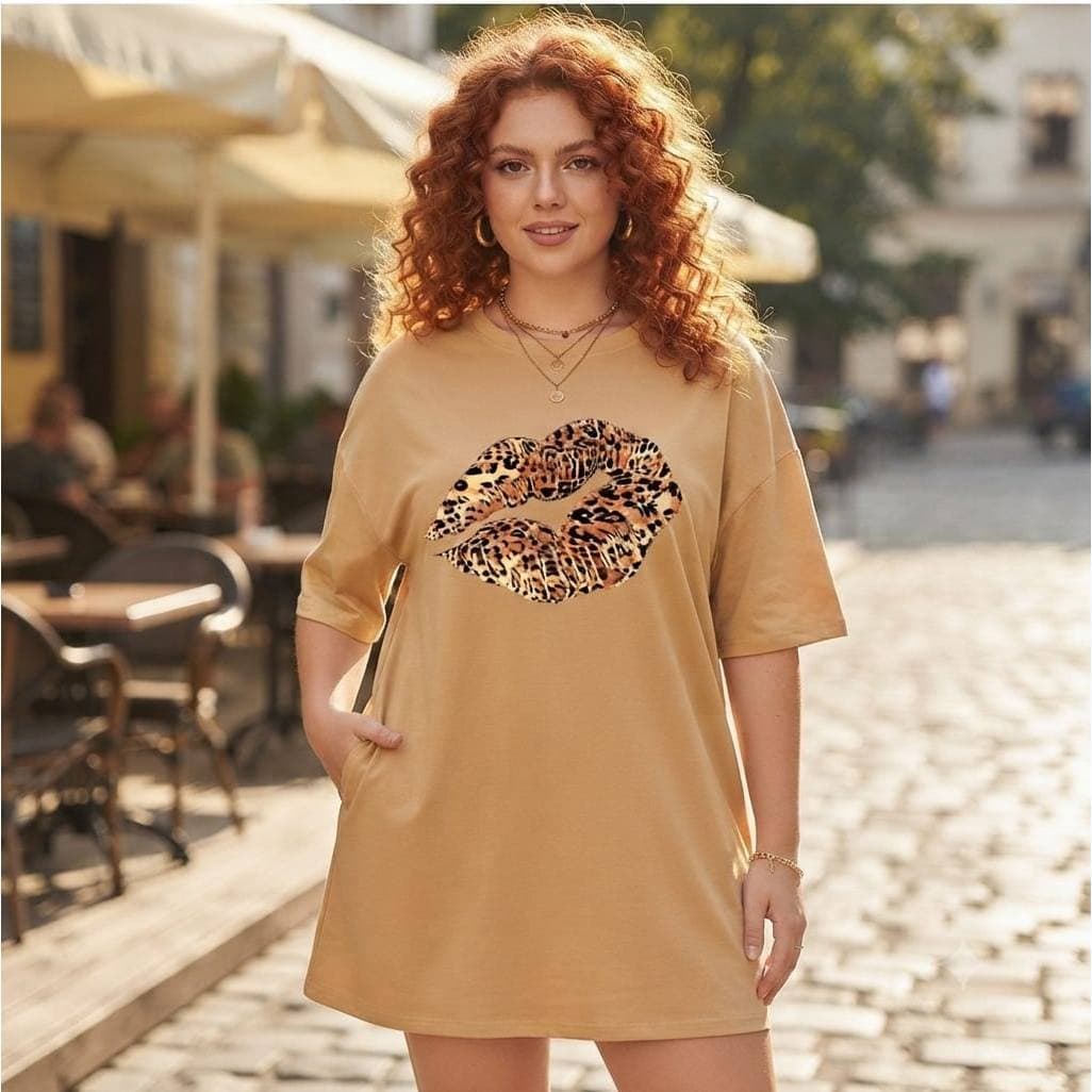 Camiseta Do P ao G4, Tendência Animal Print Over Beijo Onça Basica, Plus Size, 100% Algodão