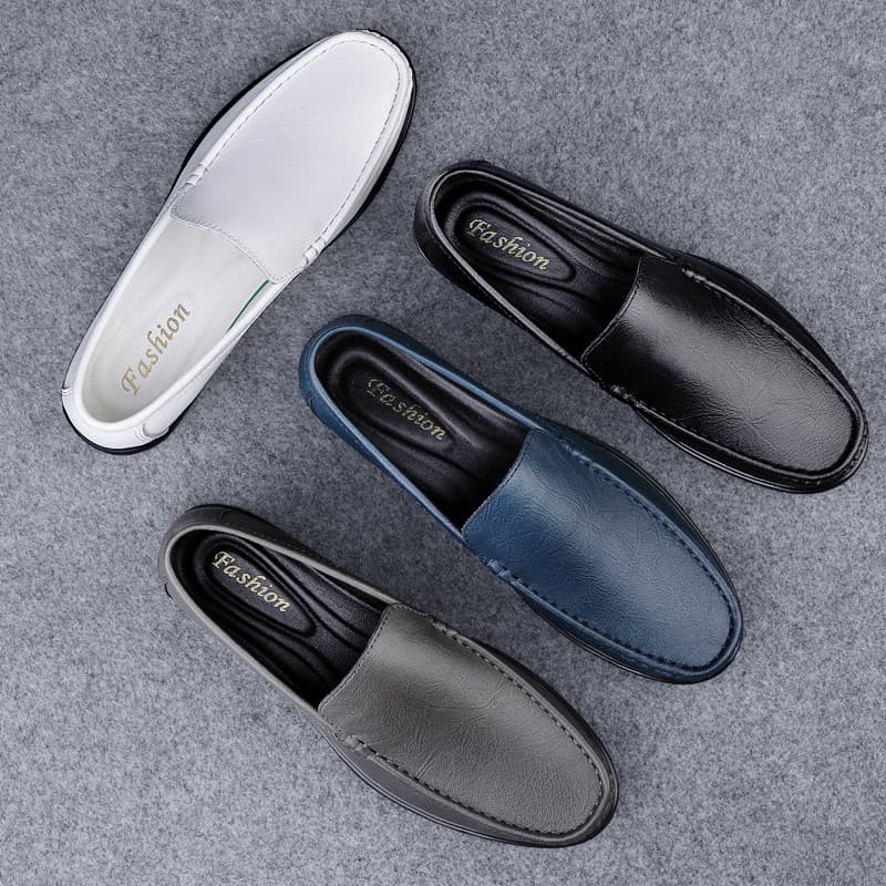 Sapatos de couro branco masculino couro genuíno All-Match um Pedal preguiçoso versão coreana Casual photo Studio foto sa