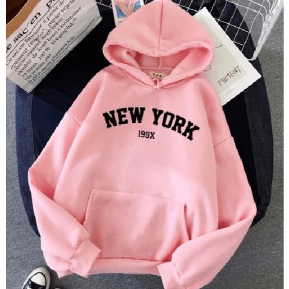 Moletom New York 199X Blusa De Frio Canguru Unissex Com Capuz e Bolso Casaco Inverno