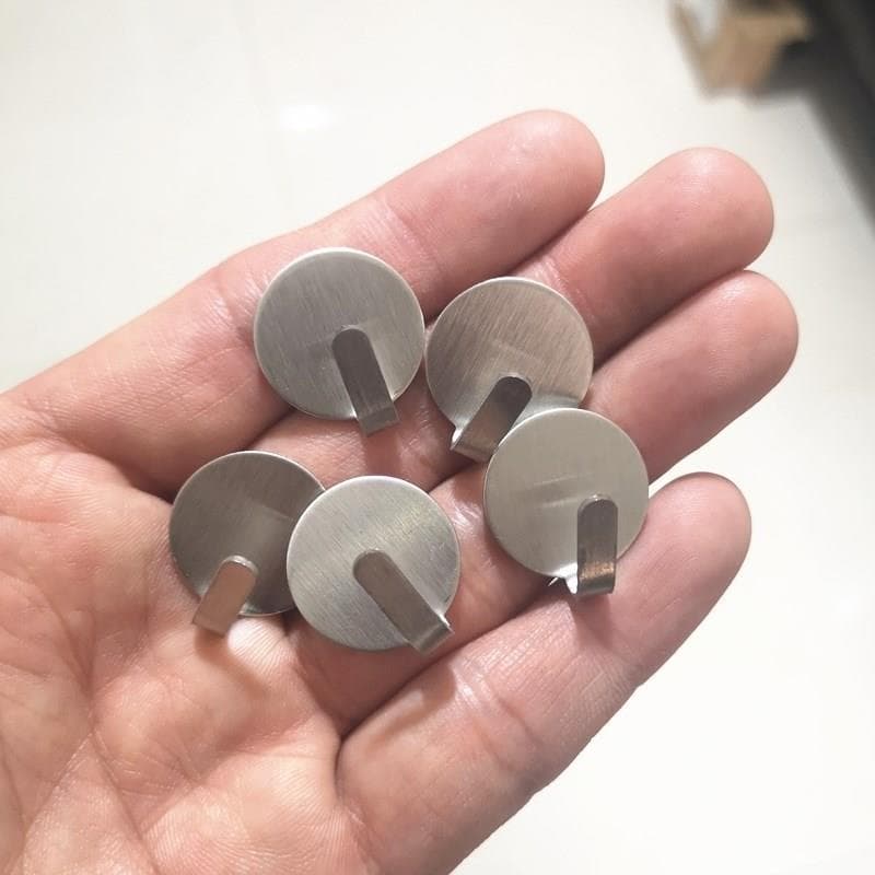 Gancho pegajoso de aço inoxidável, forte suporte de carga, gancho de Metal Extra pequeno, Mini gancho adesivo invisível