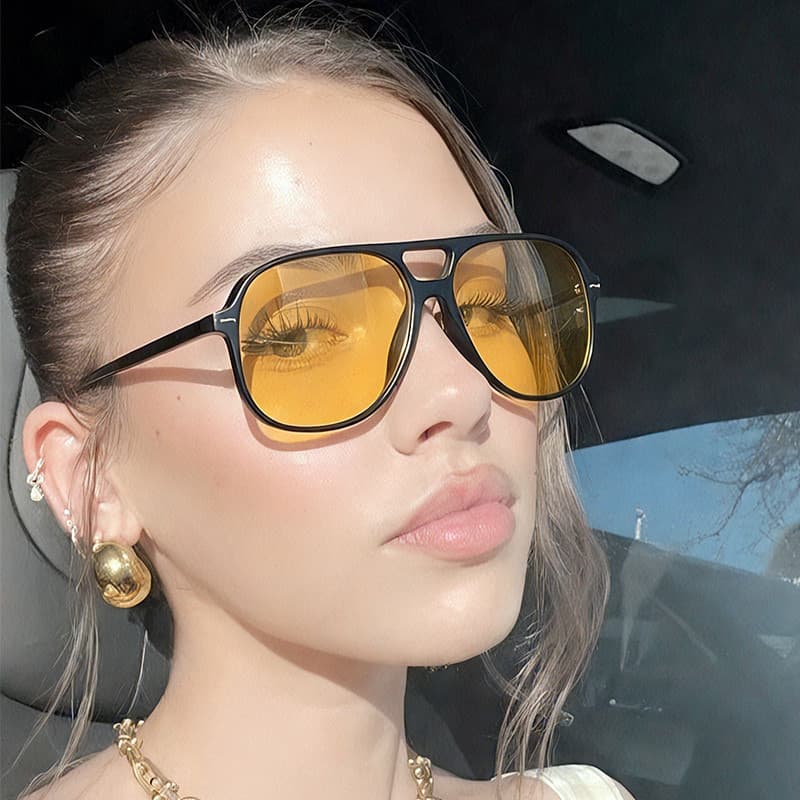 Clássico Duplo Viga Mulheres Homens Vintage Tendência Piloto Ao Ar Livre Deslocamento Condução Feminino Masculino Óculos