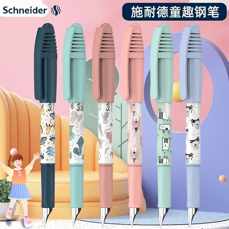 Caneta tinteiro Schneider Série Infantil 0.35mm Prática de Caligrafia de Estudante Forro de Tinta Substituível Haste Cur