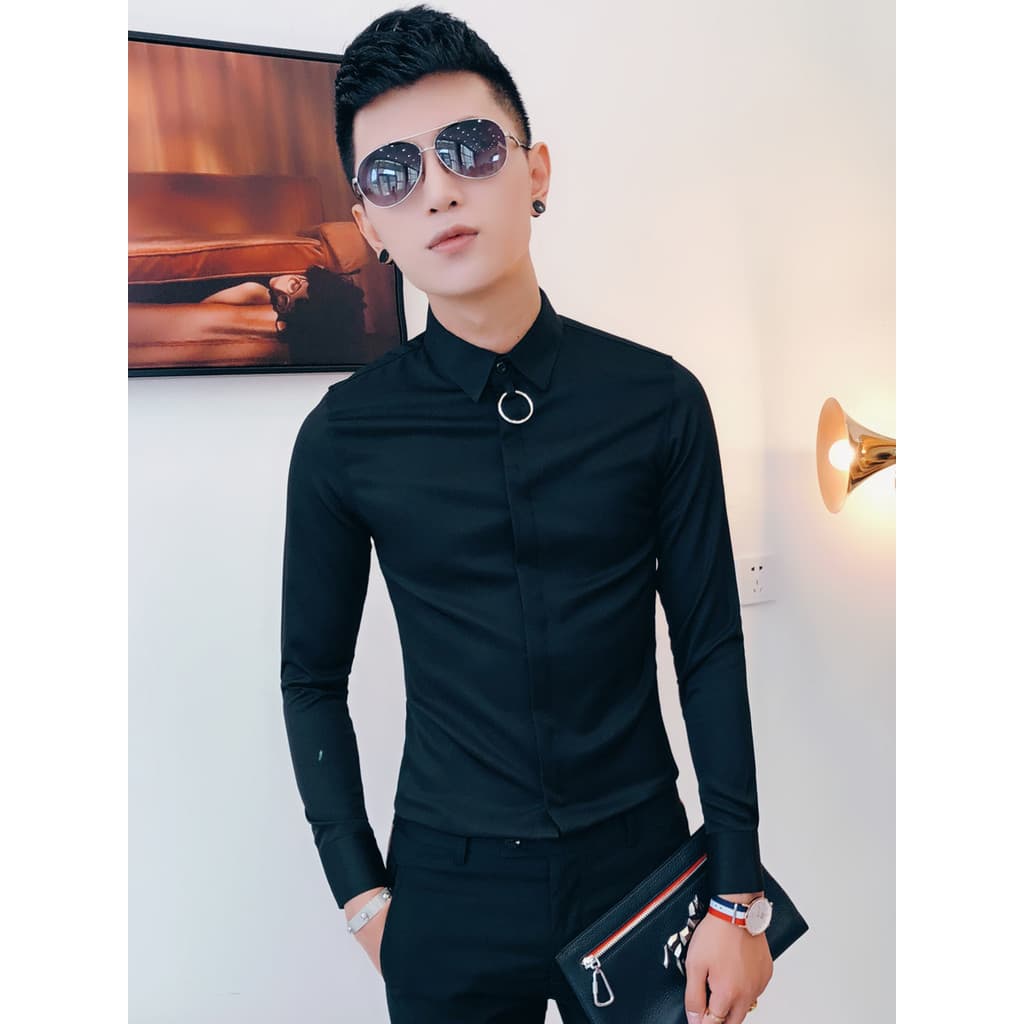 Camisas masculinas de manga comprida primavera outono novo estilo High-End sentido negócios Casual não-ferro camisas de