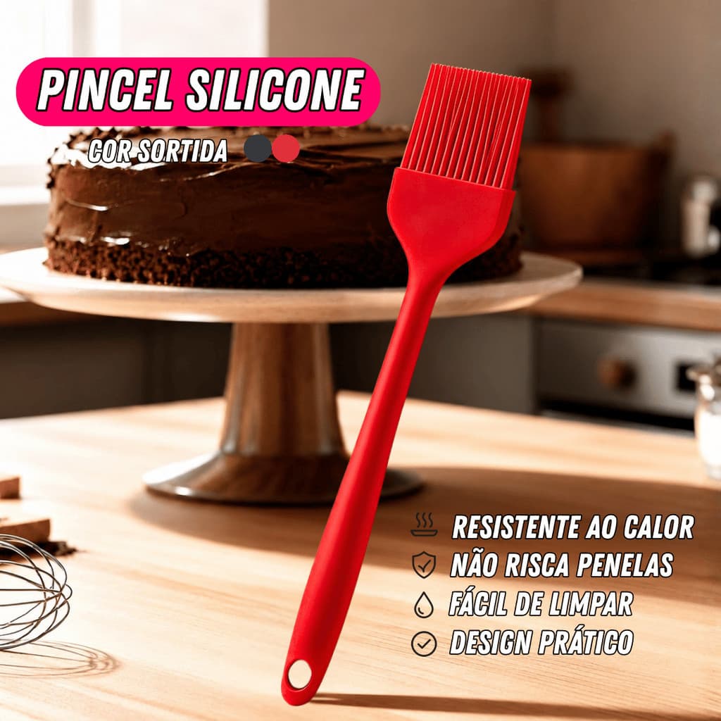 Pincel de Silicone para Untar Antiaderente Culinário Resistente ao Calor Cozinha Assados Bolos e Pães