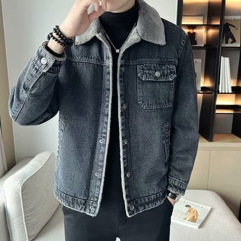 Jaqueta jeans masculina inverno 2023 novo estilo forro de lã engrossado jaqueta jeans outono inverno Plus Size Casual St