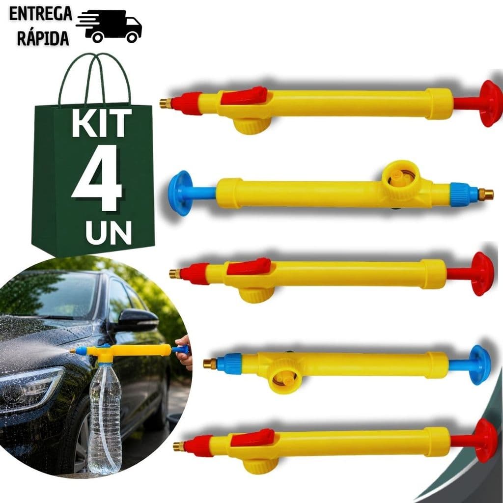 kIT 4 Pulverizador Multiuso Carro Lava Car Plantas Borrifador Spray Manual Garrafa Pet Uso Geral