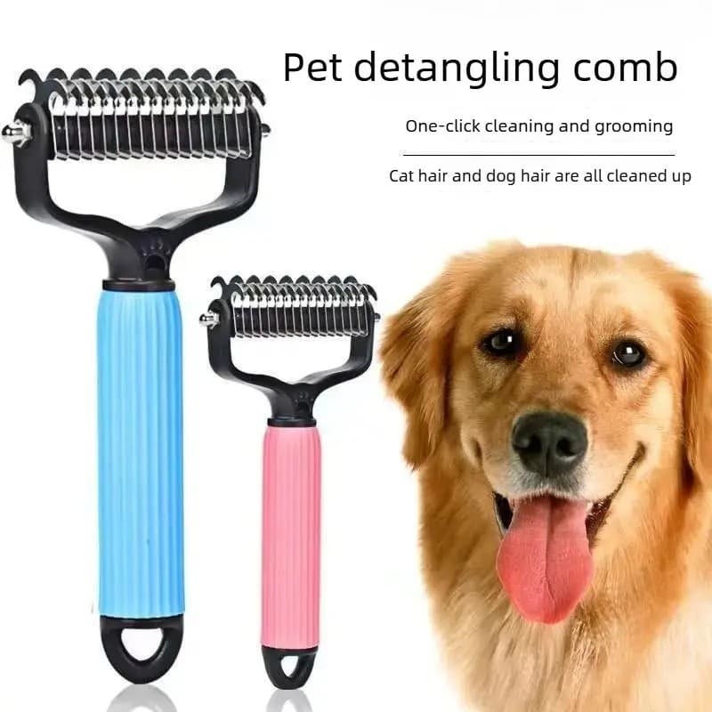 Pente Desembaraçador de Dupla Face em Aço Inoxidável para Cuidado do Pelo e Remoção de Pelos, Fácil de Usar, Limpeza com