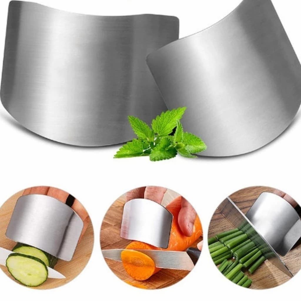 Protetor de Dedo em Aço Inox para Cozinha – Proteção Contra Cortes ao Picar Alimentos