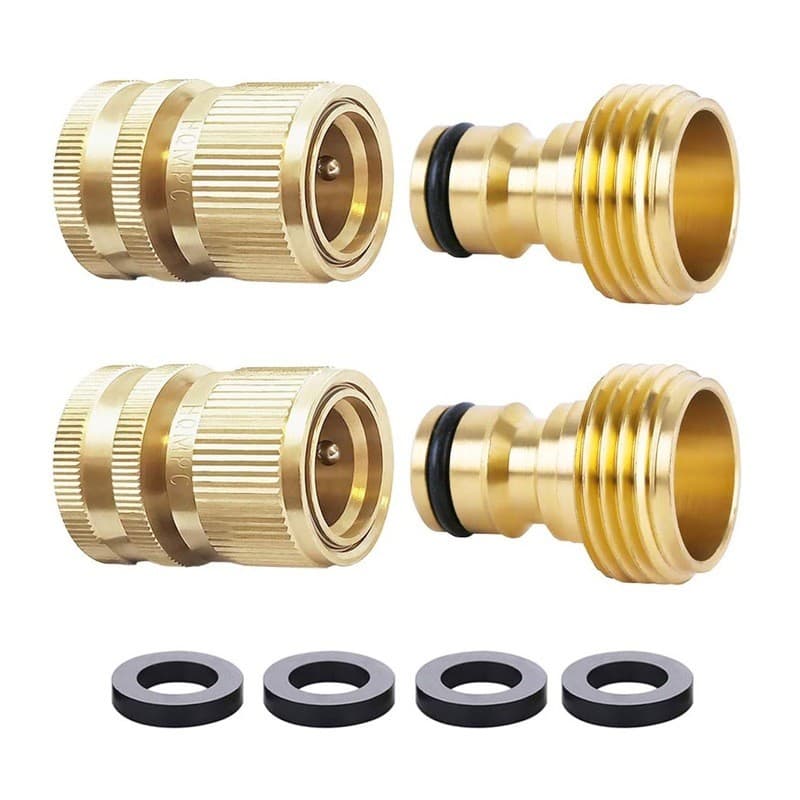 Conector rápido para mangueira de jardim em latão estilo americano, rosca macho 3/4GHT, rosca fêmea 3/4GHT, conector de
