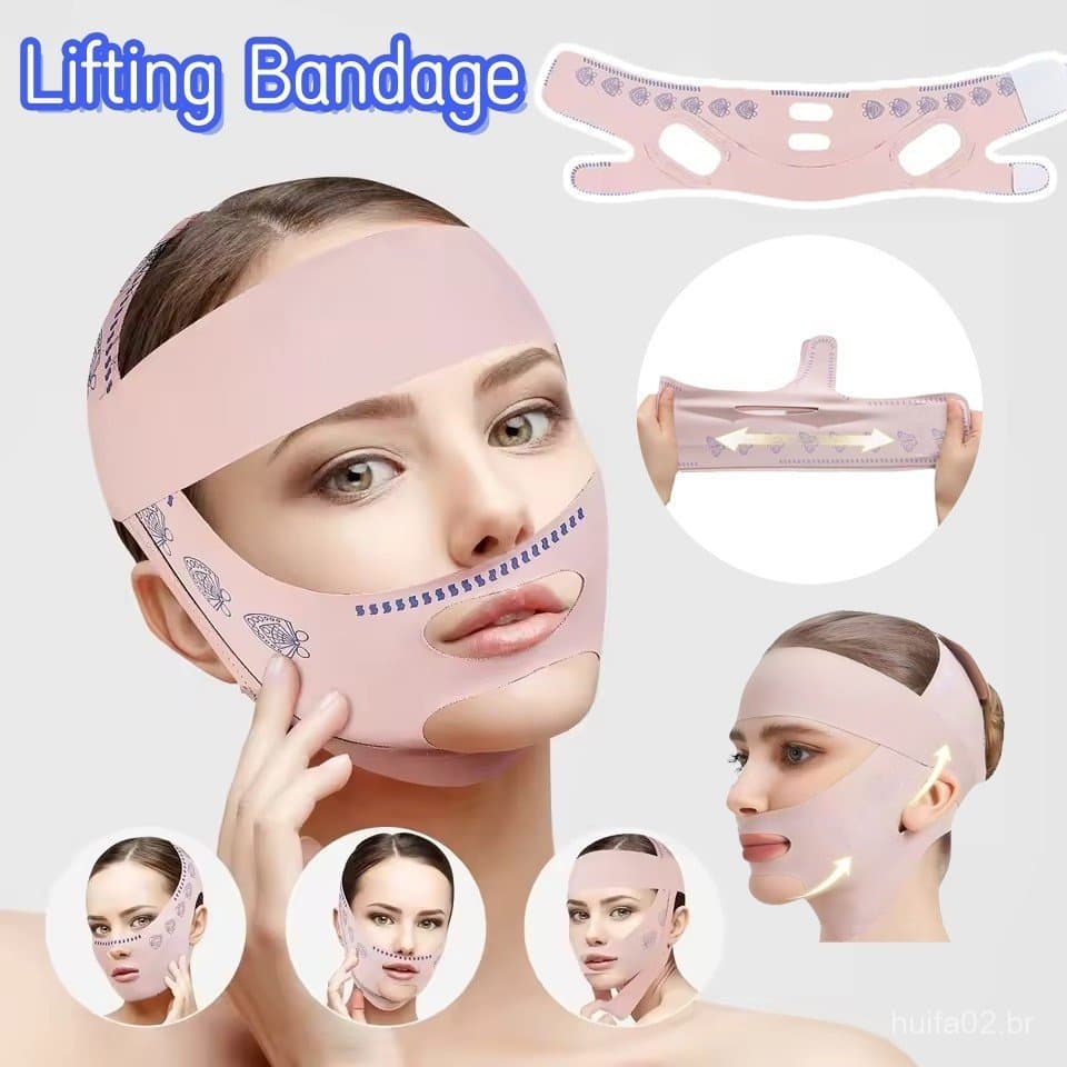 Faixa de Máscara Reutilizável em Forma de V, Redutor de Queixo Duplo, Faixa de Emagrecimento Facial, Cinto Levan 6589 UC
