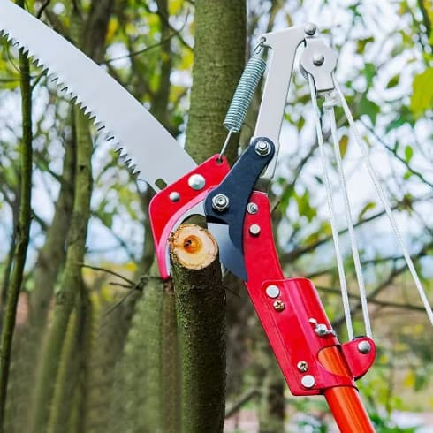 Tesoura de Poda com Serra e Corda Cortador de Galhos Altos para Árvores – Ideal para Árvores e Jardins