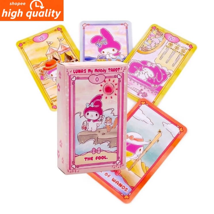 Sanrio Melody Luna's Tarot 78 Cartas Kawaii Anime Cartoon Board Game Friend Party Prática De Jogo De Brinquedos De e-516