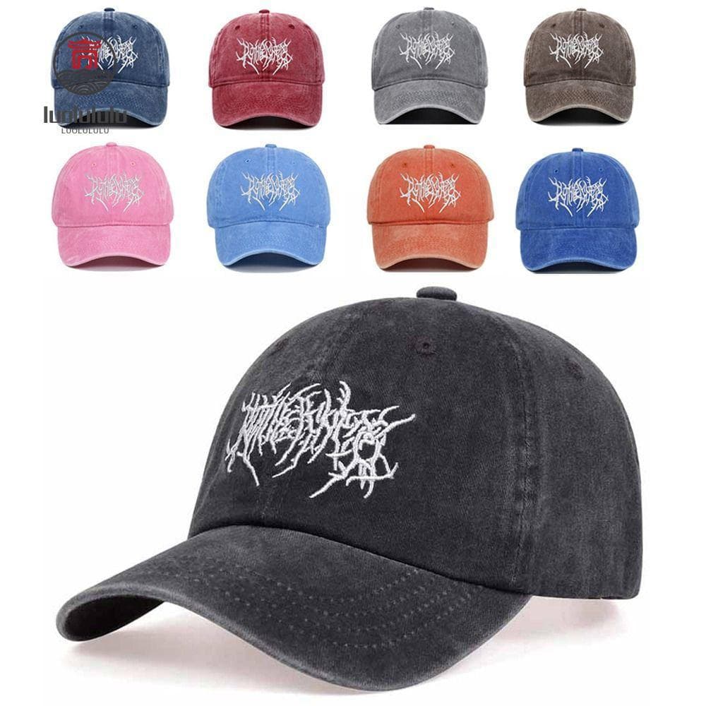 Bonés de Beisebol Bordados LUOLULULU, Viseiras, Boné Gótico Street Punk Desgastado e Desbotado, Ajustável GR6I