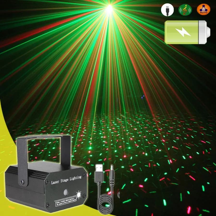 Bateria Recarregável R & G Projetor Laser Discoteca DJ Luz Estrelas Completas Firefly Dança Bar Festa Natal Decorar Lâmp