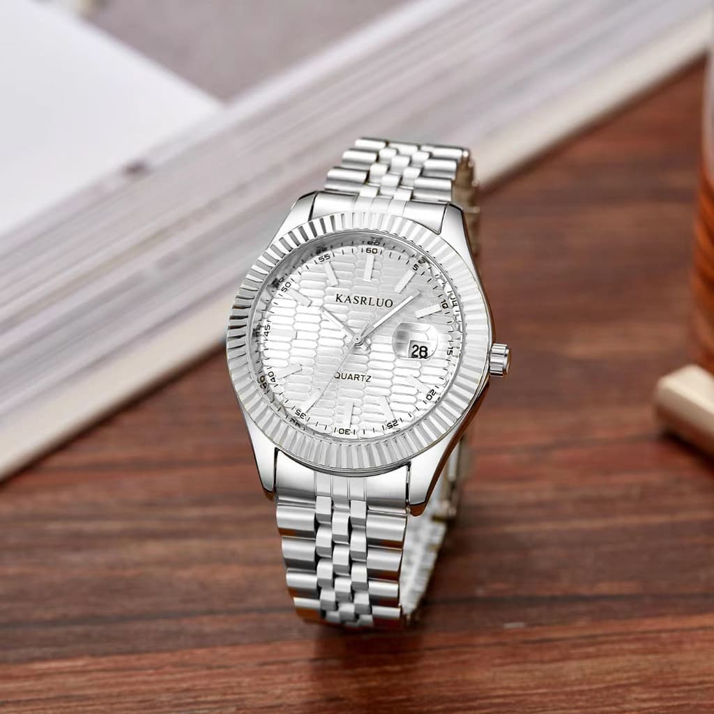 Casarlo marca masculina relógio de negócios simples moda tendência calendário banda aço High-End à prova dwaterproof águ