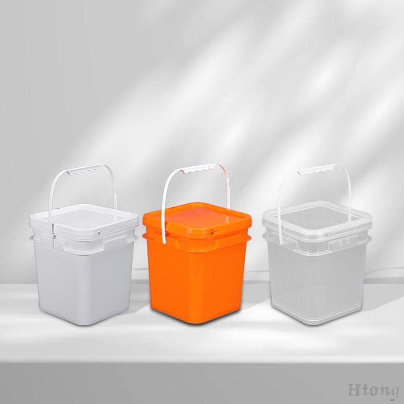 [Htong] Balde Quadrado De 4 Litros Para Armazenamento De Alimentos , Multiuso , Com Alça E Tampa , Ideal Cozinha , Casa